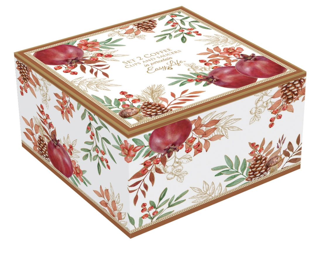 Caja de 2 tazas de café de porcelana 110 ml + platillo “Autumn Symphony”
