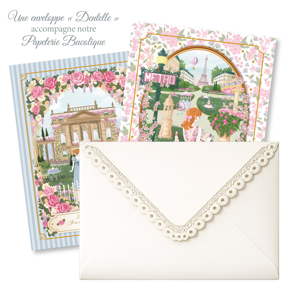 Mini Affiche A6 Rosa Garden + enveloppe - by Mademoiselle