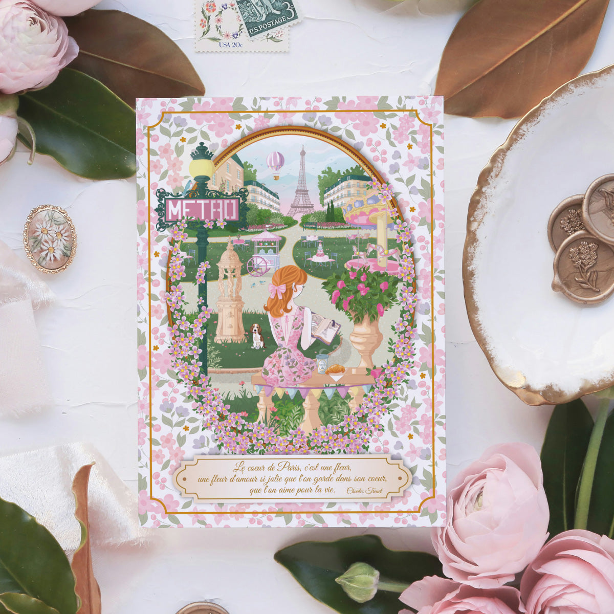 Mini Affiche A6 Mademoiselle In Paris + enveloppe - by Mademoiselle