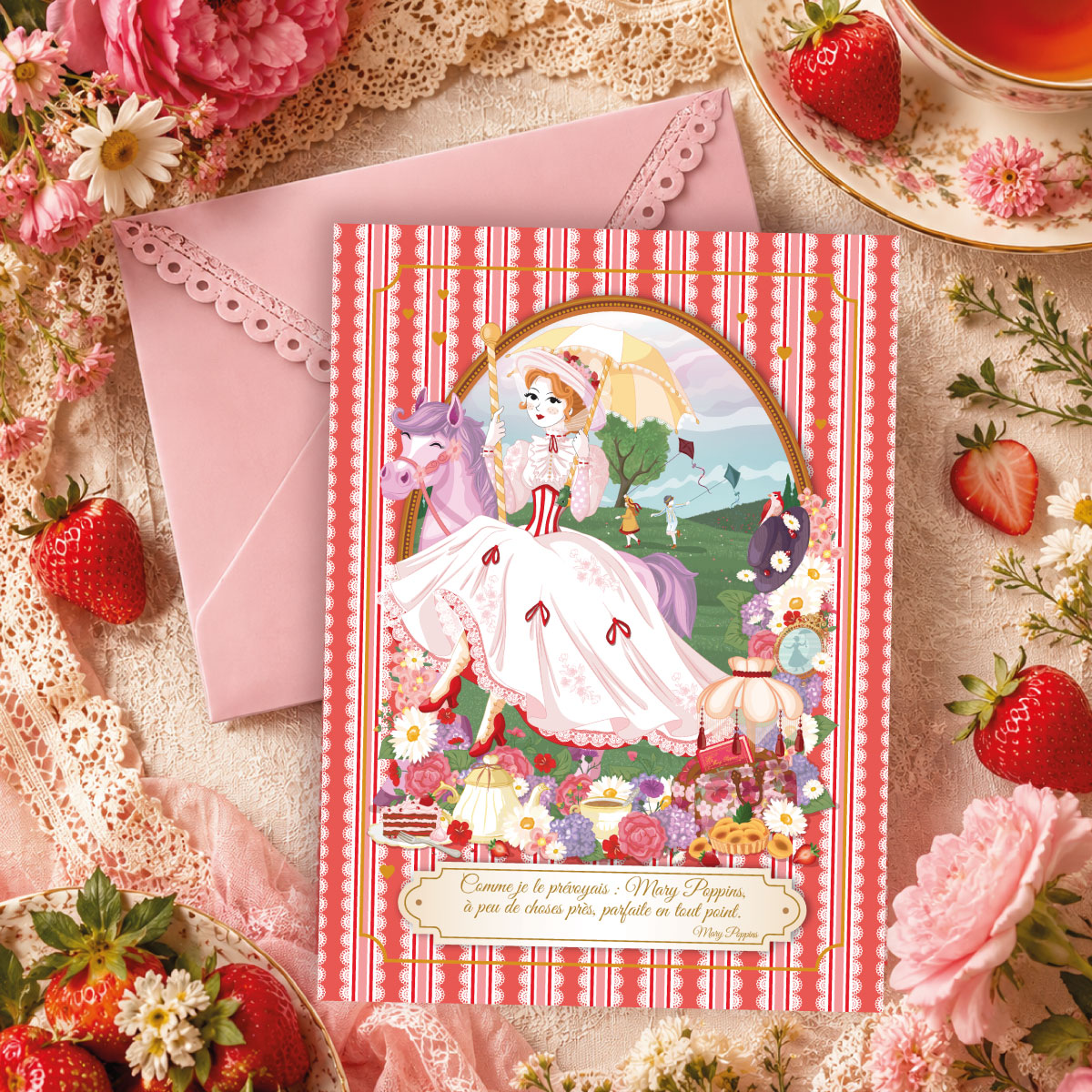 Mini Affiche A6 Merveilleuse Mary Poppins + enveloppe - by Mademoiselle