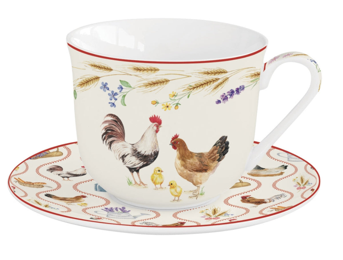 Tasse 400 ml en porcelaine + soucoupe "Country"
