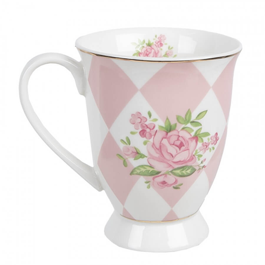Mug en porcelaine 300 ml "Damier rose"