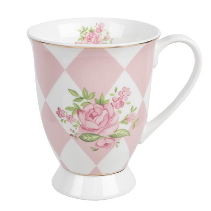 Mug en porcelaine 300 ml "Damier rose"