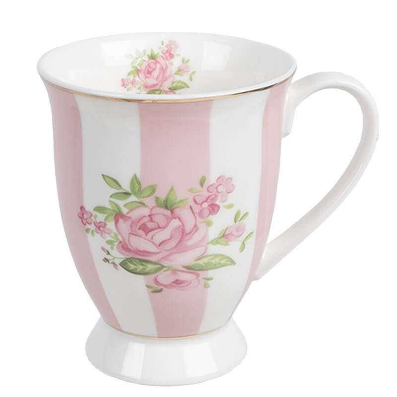 Mug en porcelaine 300 ml "Rayure rose"
