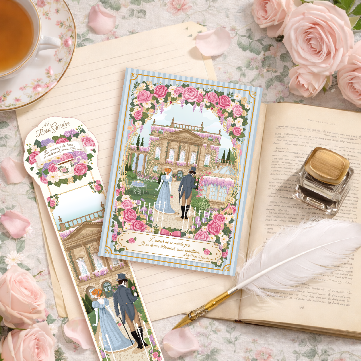 Mini Affiche A6 Rosa Garden + enveloppe - by Mademoiselle