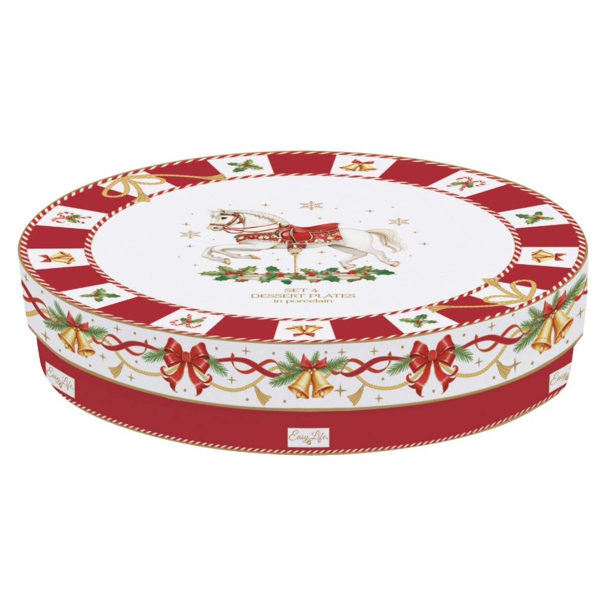 Lot de 4 assiettes rondes en porcelaine "Contes de Noël" (19 cm)