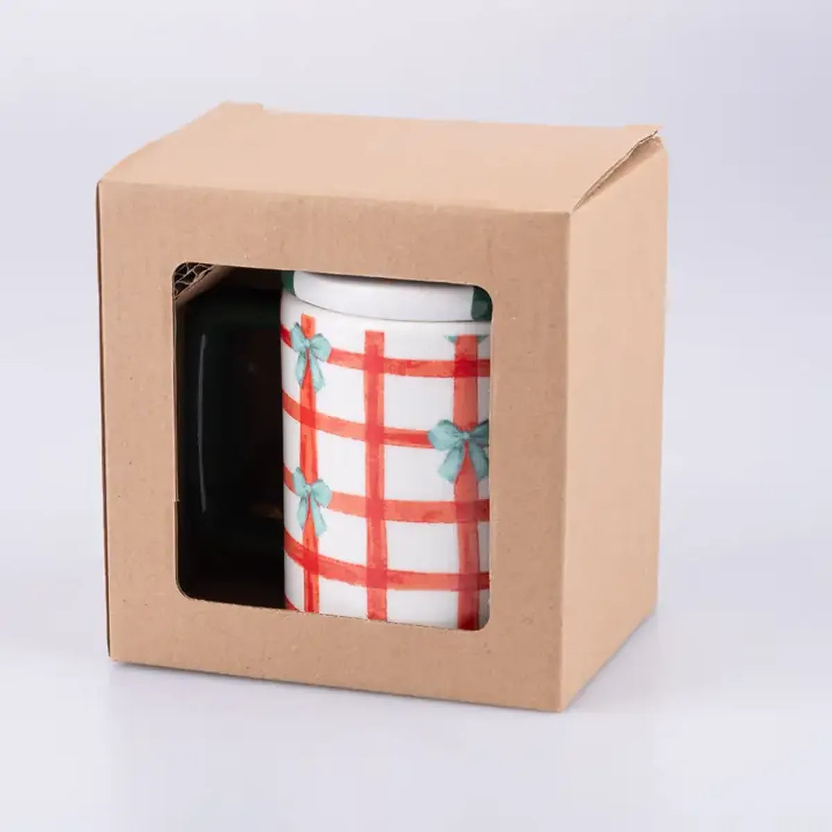 Mug à couvercle Tartan - Nœud vert (420 ml)