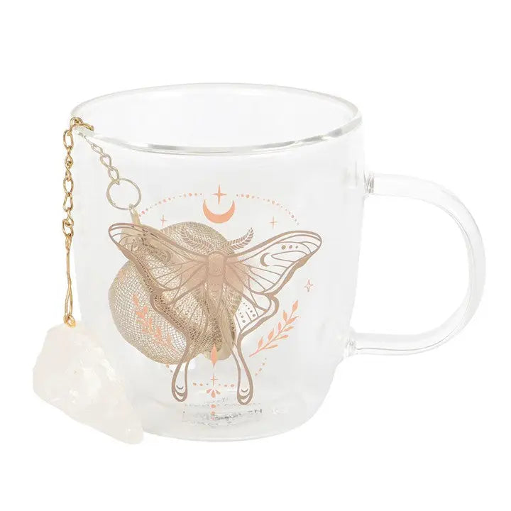 Mug 300 ml à double paroi "Luna Moth" avec infuseur à thé en cristal