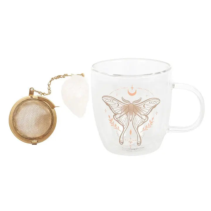 Mug 300 ml à double paroi "Luna Moth" avec infuseur à thé en cristal