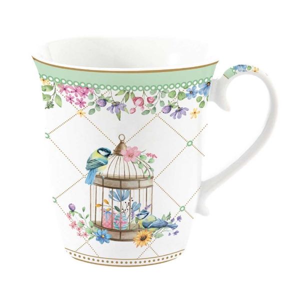 Mug 275 ml en porcelaine "Fleurs de Printemps" - Vert