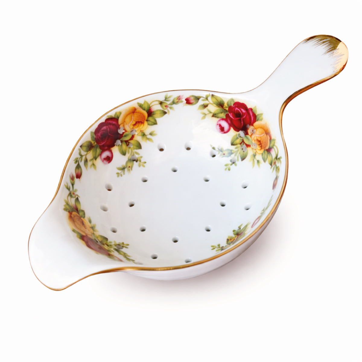 Passe à thé en porcelaine - Couronne de roses jaunes