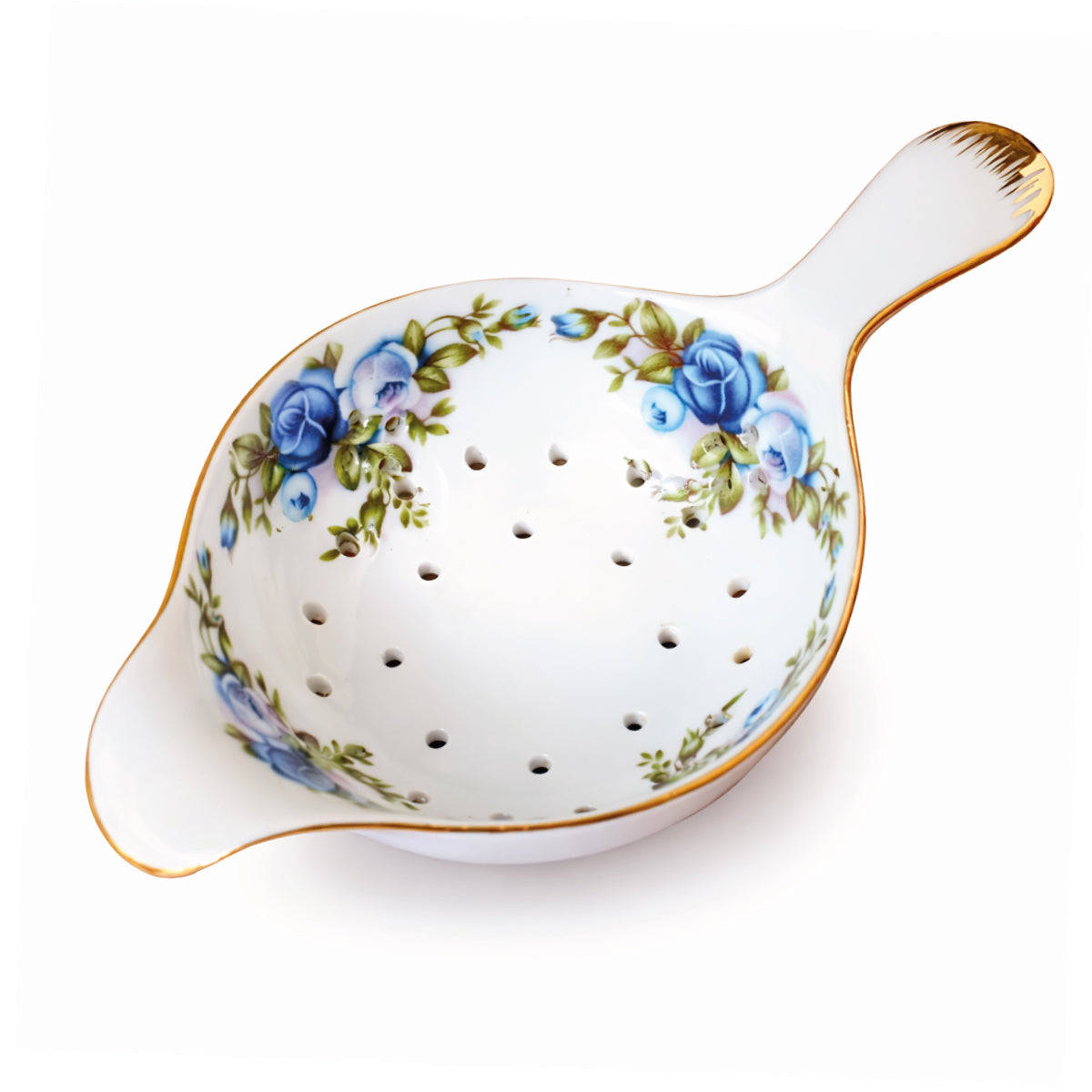 Passe à thé en porcelaine - Fleurs bleues