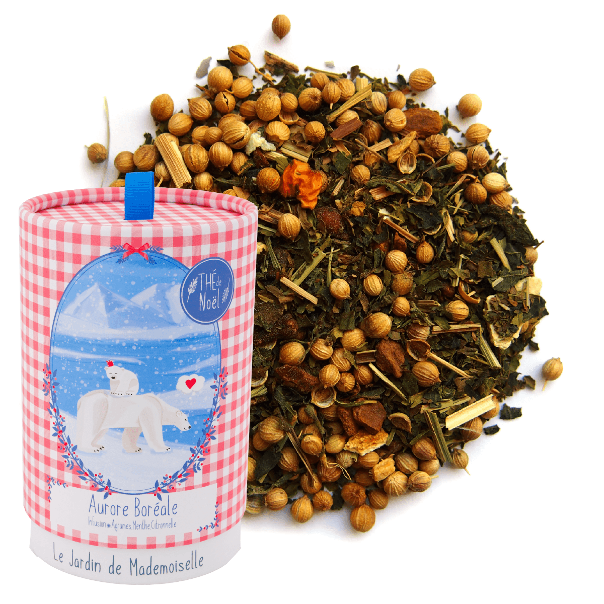 infusion aurore boréale menthe citronnelle coriandre orange thé de noel boite ecoresponsable