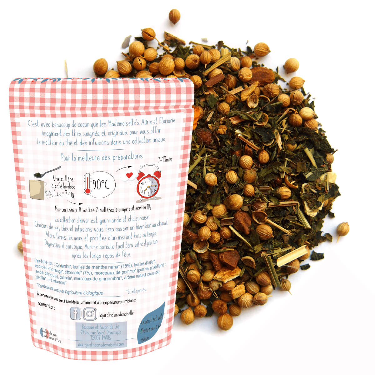 infusion aurore boréale menthe citronnelle coriandre orange thé de noel boite ecoresponsable