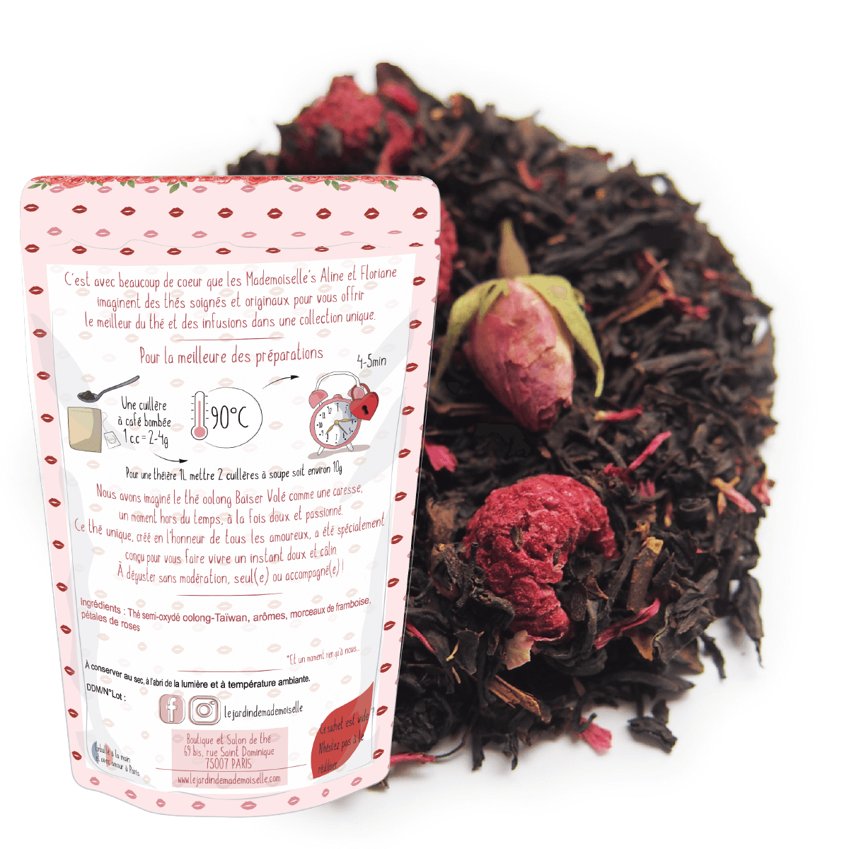Baiser volé thé oolong bleu framboise rose