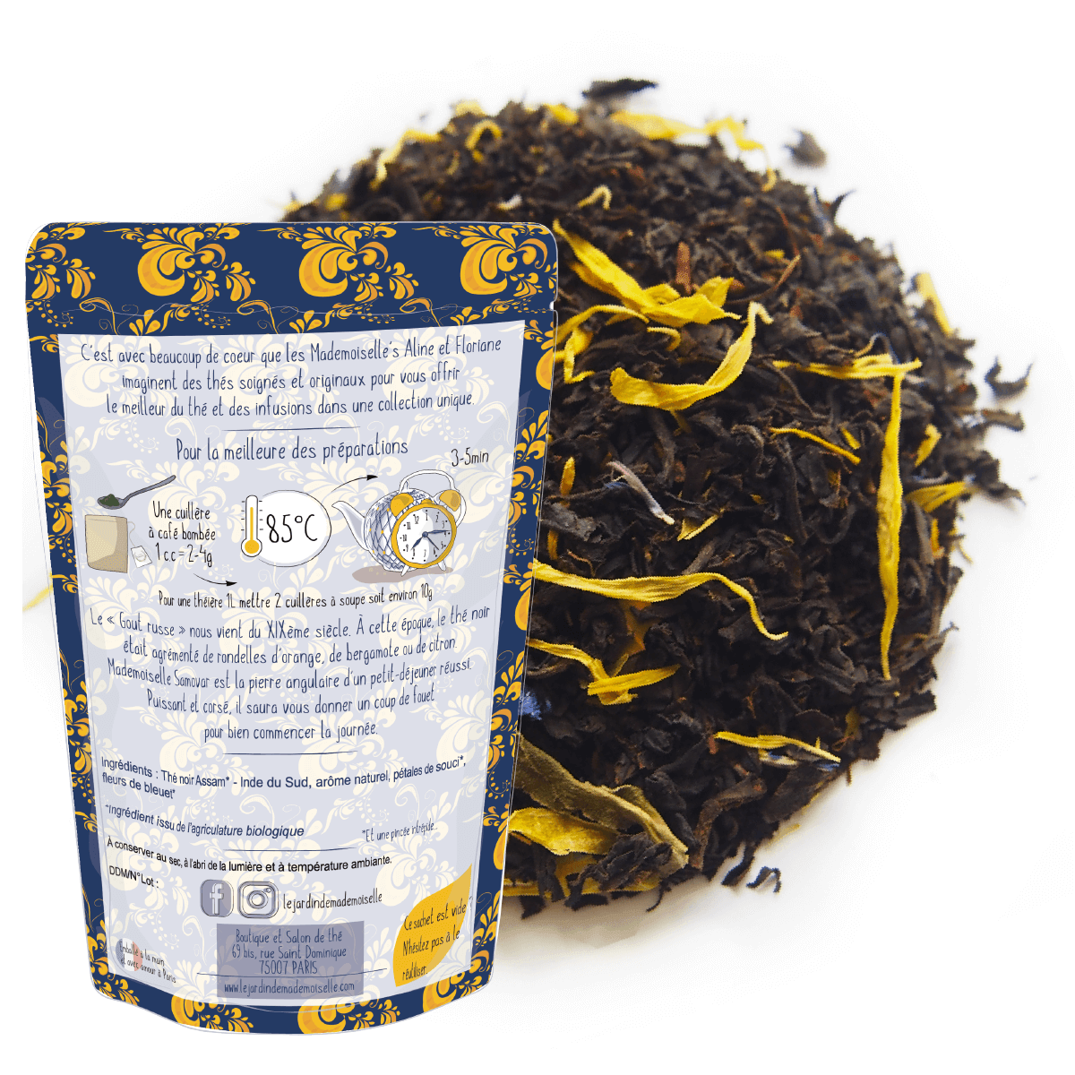 THé NOIR CITRON BERGAMOTE PAMPLEMOUSSE gout russe mademoiselle samovar