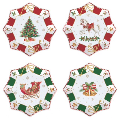 Lot de 4 assiettes en étoile en porcelaine &quot;Contes de Noël&quot;