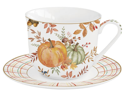 Box of 1 400 ml porcelain cup + saucer &quot;Autumn Harvest&quot;