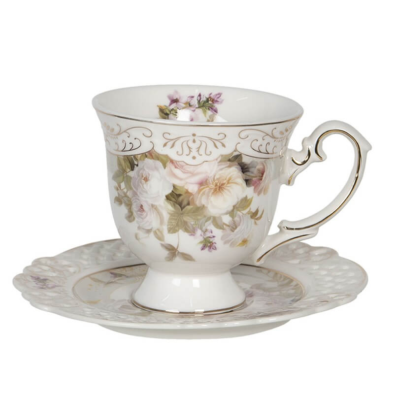 Porcelain cup and saucer (200 ml) - Sweet Camellia