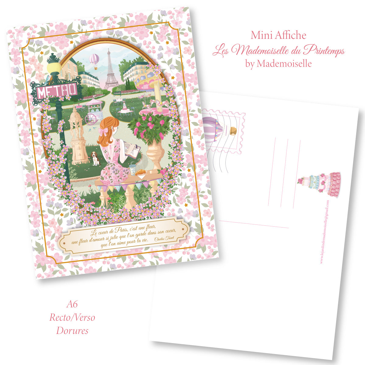 Mini Affiche A6 Mademoiselle In Paris + enveloppe - by Mademoiselle