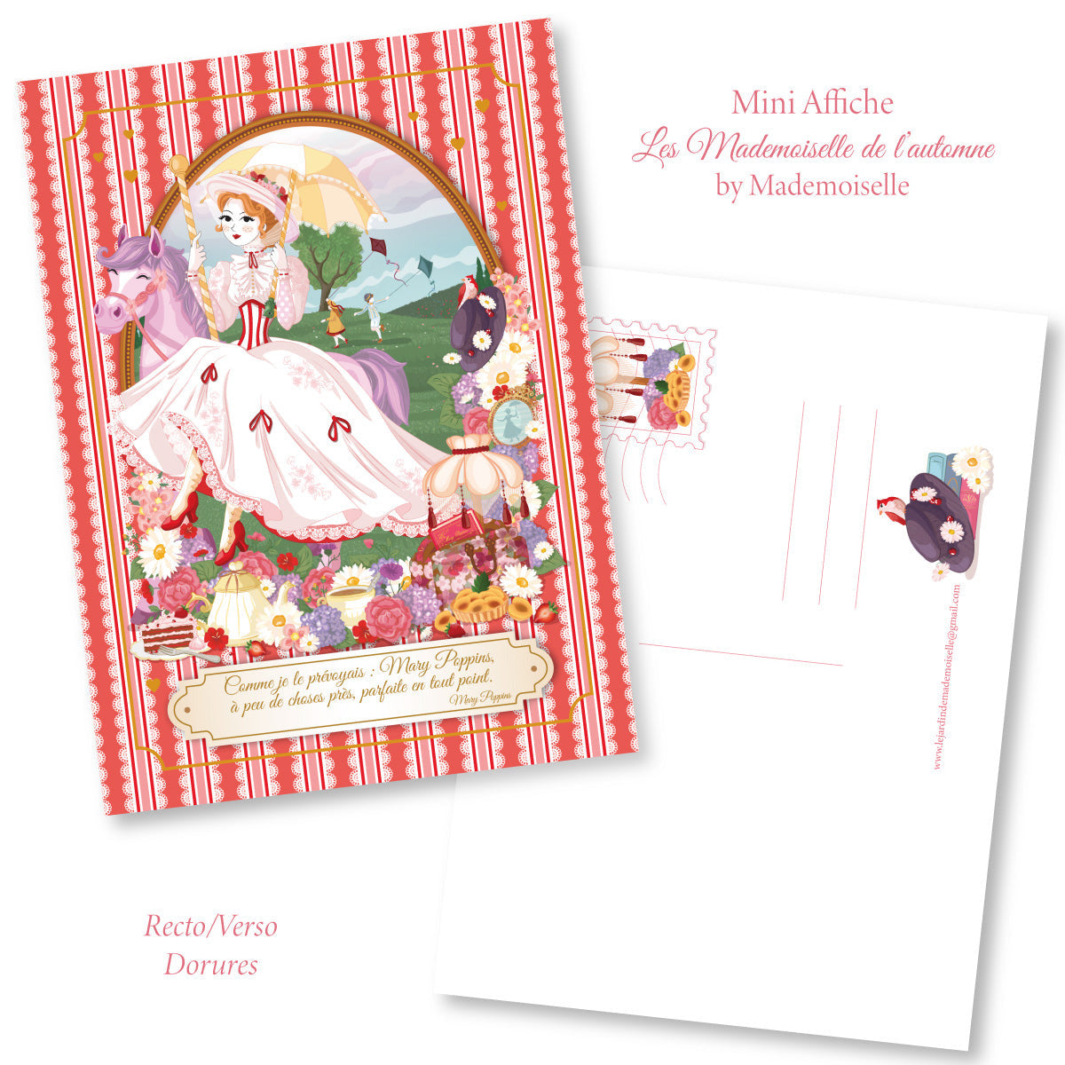 Mini Affiche A6 Merveilleuse Mary Poppins + enveloppe - by Mademoiselle