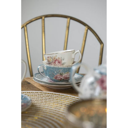 Tasse et soucoupe en porcelaine (220 ml) - Baroque bleue