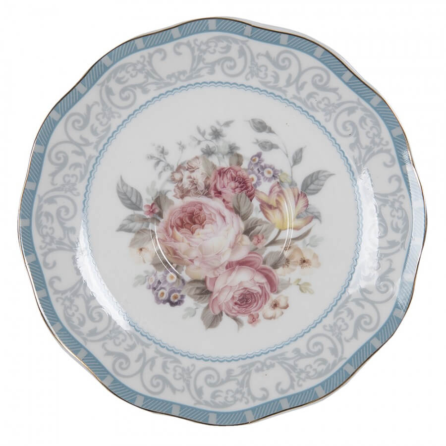 Tasse et soucoupe en porcelaine (220 ml) - Baroque bleue