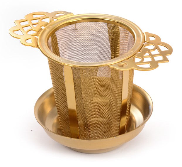 Filtro de té de acero inoxidable dorado (talla M)