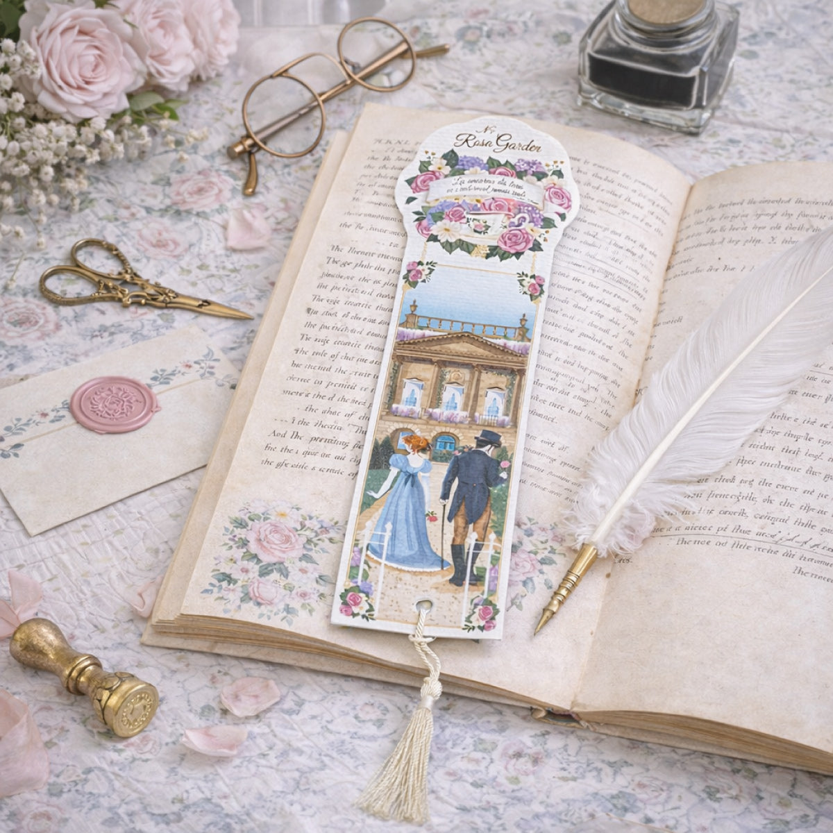 Marque page Rosa Garden - by Mademoiselle