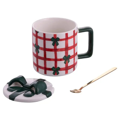 Mug à couvercle Tartan - Nœud vert (420 ml)