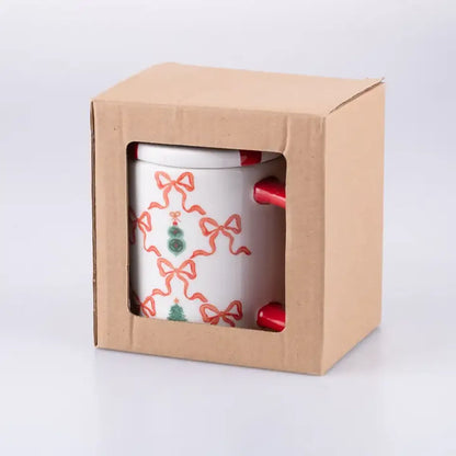 Mug à couvercle Cadeau de Noël - Nœud rouge (420 ml)