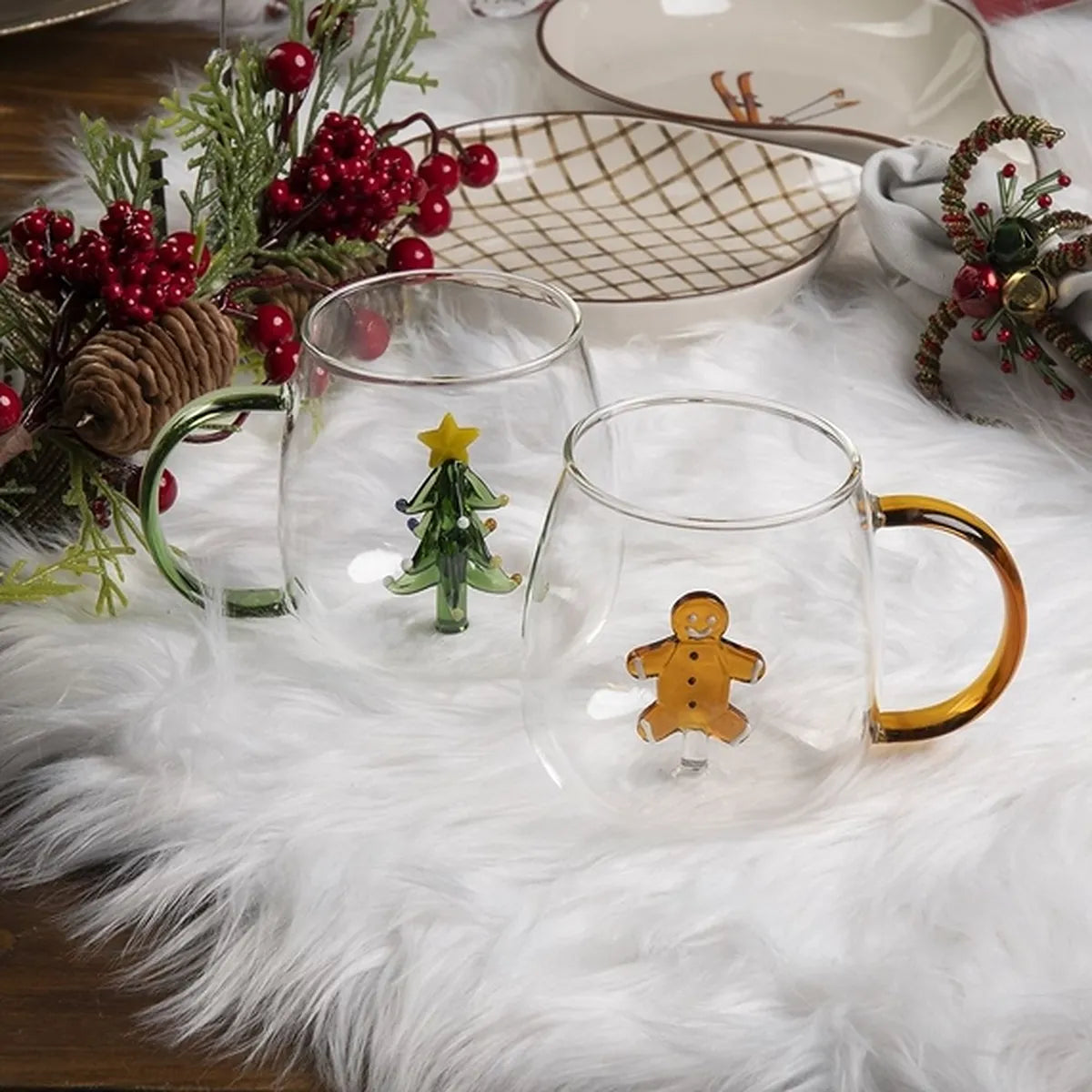 Mug de Noël 3D en verre P&