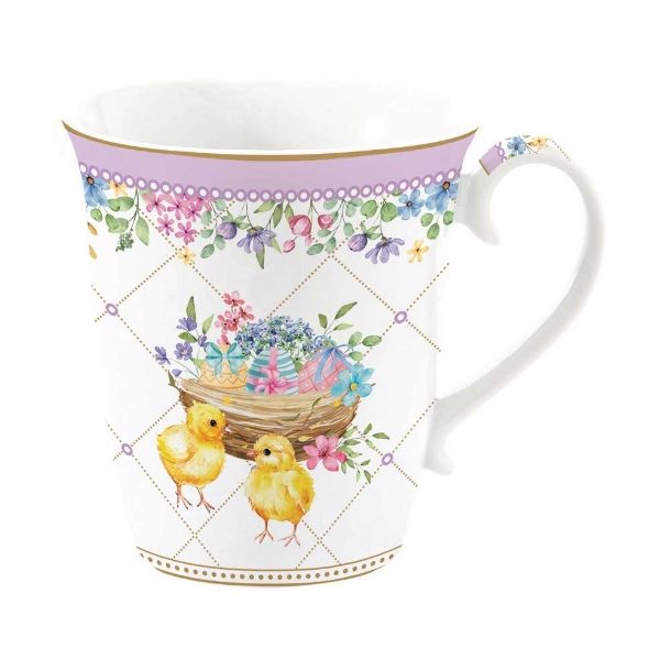Mug 275 ml en porcelaine "Petits poussins" - Rose