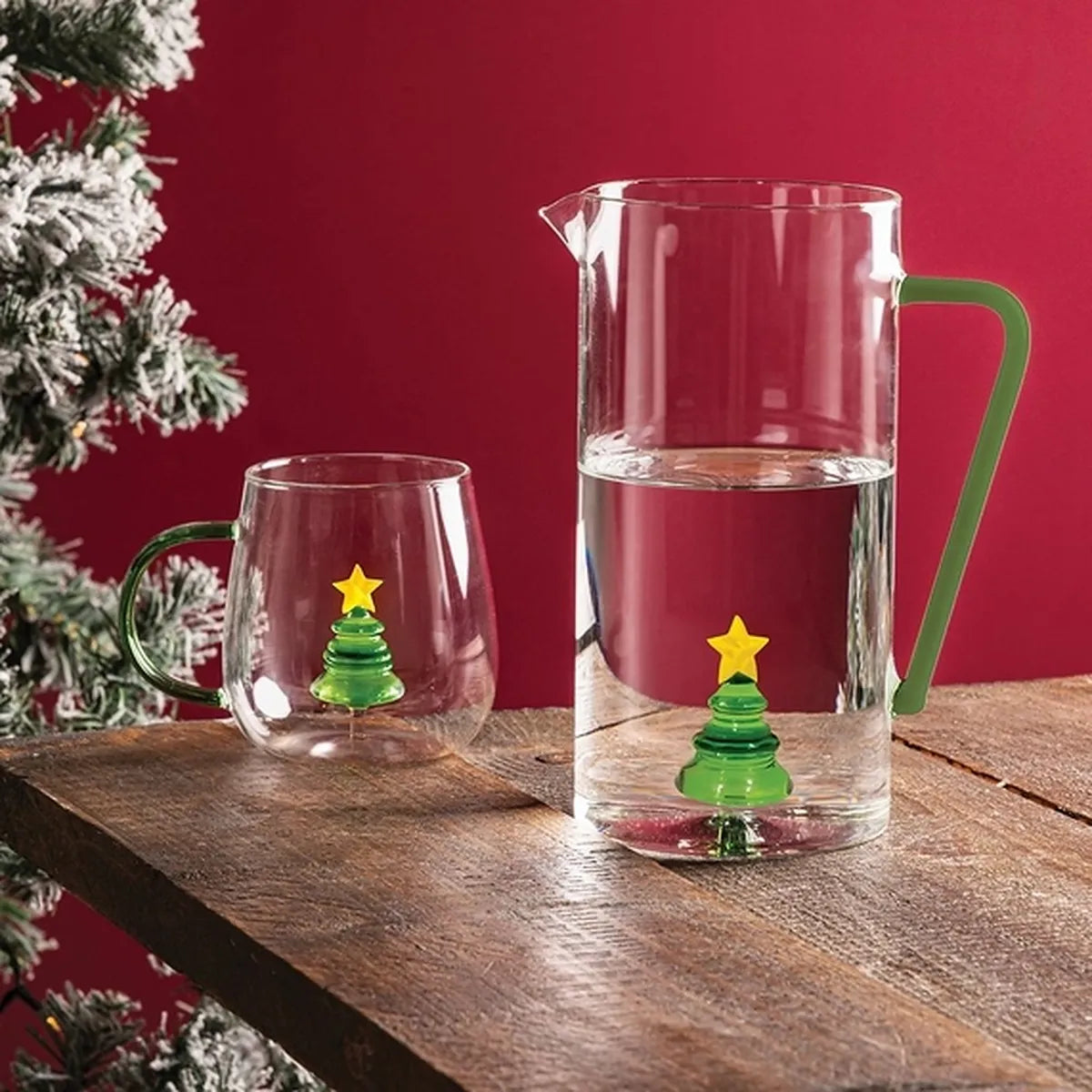 Mug de Noël 3D en verre Sapin en fête (450ml)