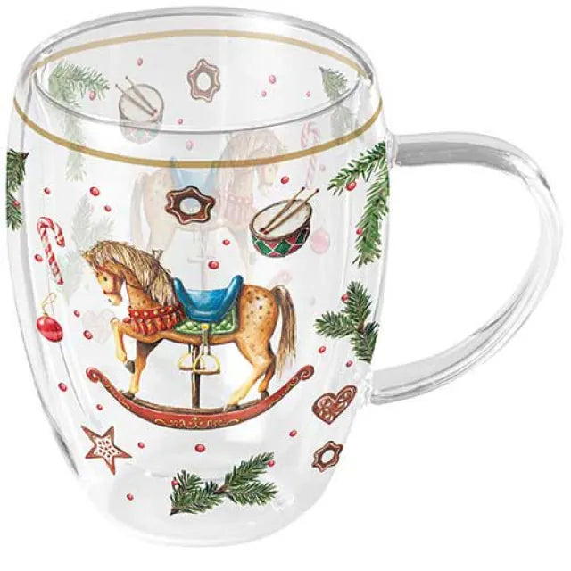 Mug à double paroi en verre Cheval à bascule (350 ml)