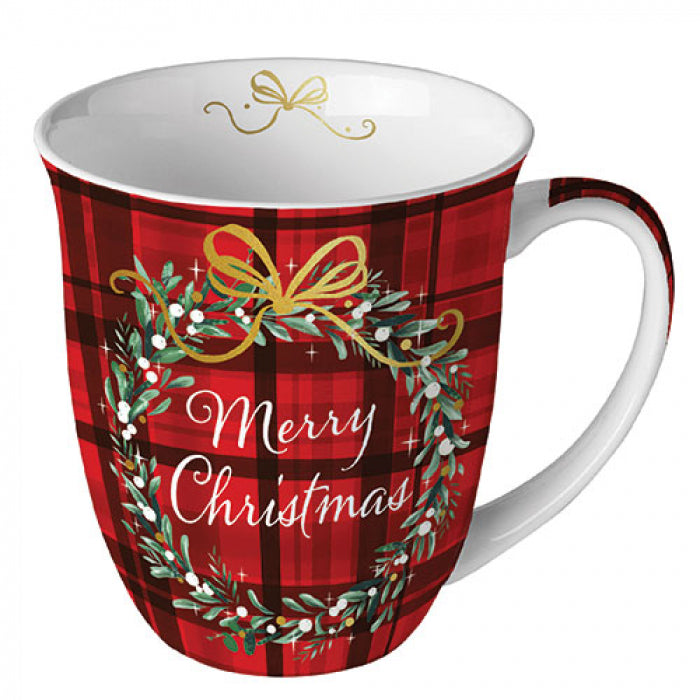 Mug en porcelaine Christmas plaid (400 ml)