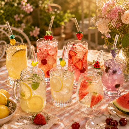 Paille en verre Fruits d&
