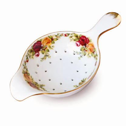 Passe à thé en porcelaine - Couronne de roses jaunes