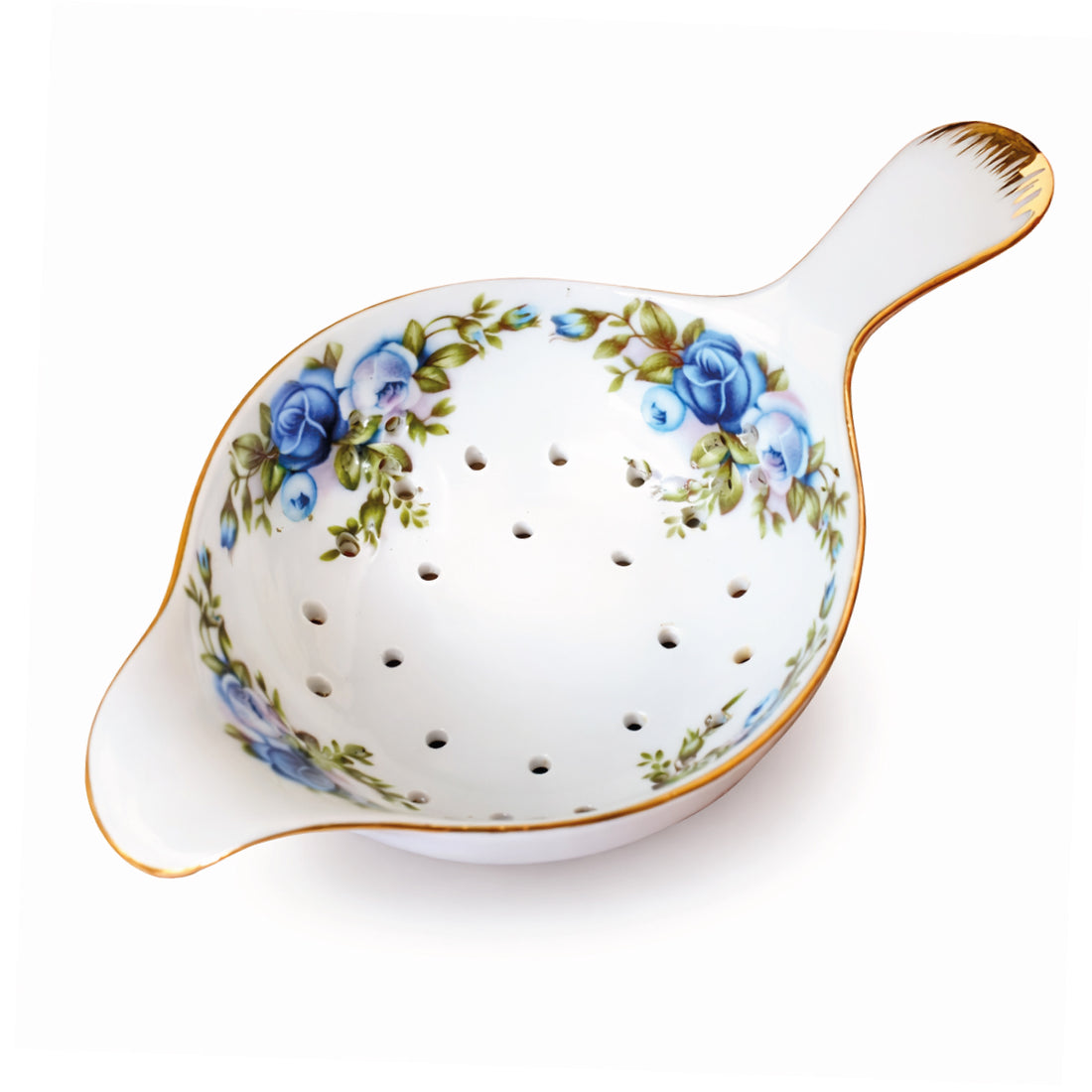 Passe à thé en porcelaine - Fleurs bleues