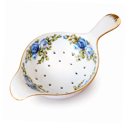 Passe à thé en porcelaine - Fleurs bleues