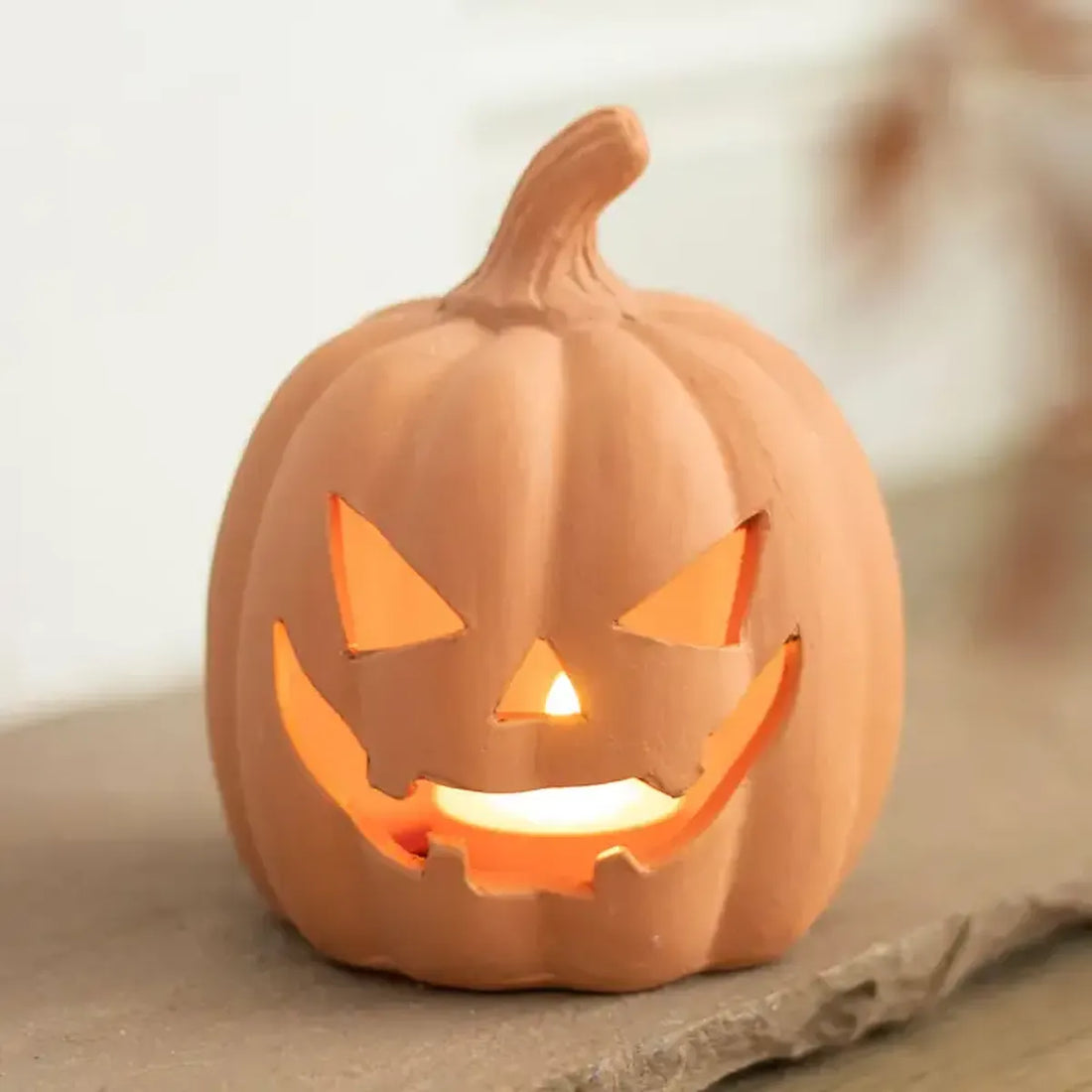 Photophore &quot;Pumpkin Jack&quot; en terre cuite (12,5 cm)