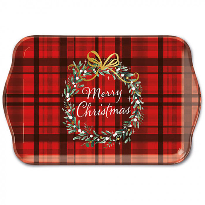 Plateau en mélaminé Christmas plaid (13x21 cm)