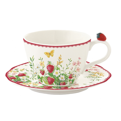 Tasse à thé et soucoupe Jardin des fraises (200 ml)