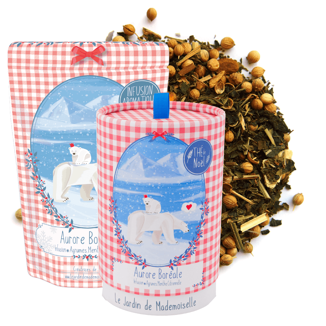 infusion aurore boréale menthe citronnelle coriandre orange thé de noel boite ecoresponsable