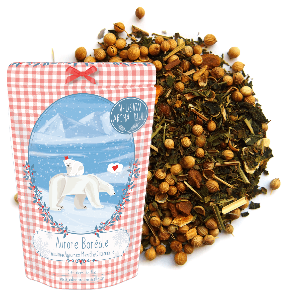 infusion aurore boréale menthe citronnelle coriandre orange thé de noel boite ecoresponsable