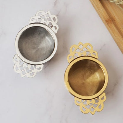 English silver stainless steel tea strainer